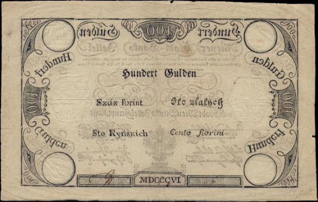 Old German 100 Pfennig banknote featuring a man, with black background and text.