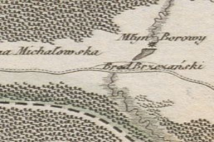 Detailierte alte Karte von Minsk, Belarus, die Straßen, Gebäude und Sehenswürdigkeiten zeigt, mit Text, der Bevölkerung, Lage und historische Informationen bereitstellt.