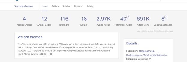 Ein Screenshot einer Google-Suchergebnisseite für die Abfrage "we are women", die Text, Zahlen und eine Suchleiste anzeigt.