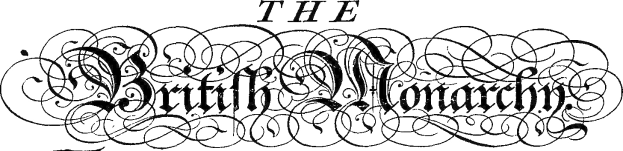 Schwarzer Text "Die britische Monarchie" in der Mitte auf einem weißen Hintergrund mit einem schmalen schwarzen Rand.