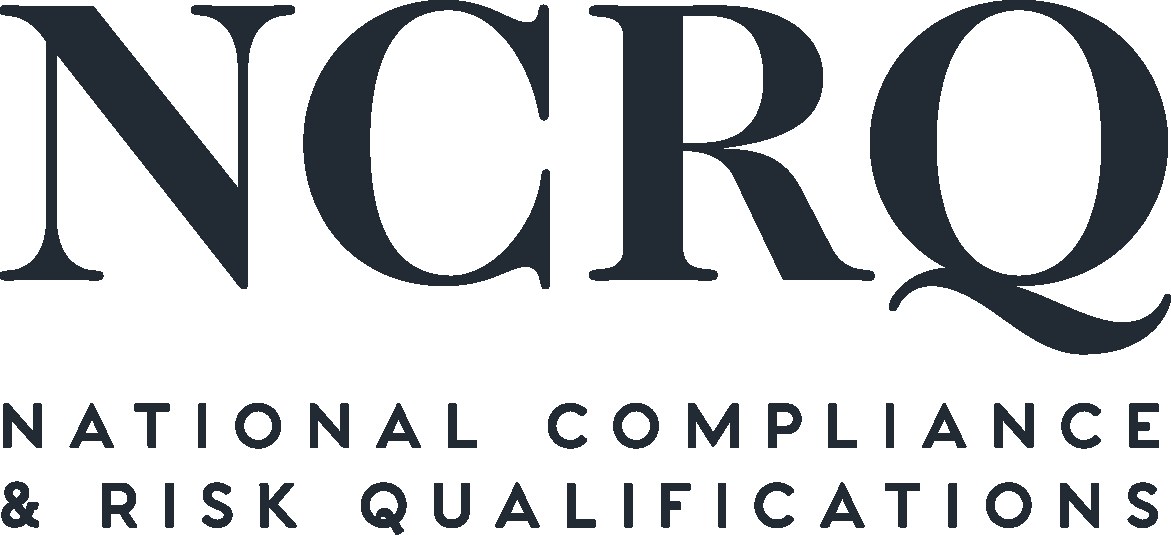 White background with centered bold black text "National Compliance & Risk Qualifications" in a modern font, enclosed by a thin black border.
