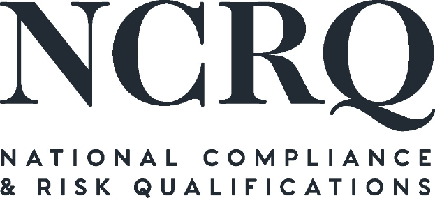 White background with centered bold black text "National Compliance & Risk Qualifications" in a modern font, enclosed by a thin black border.