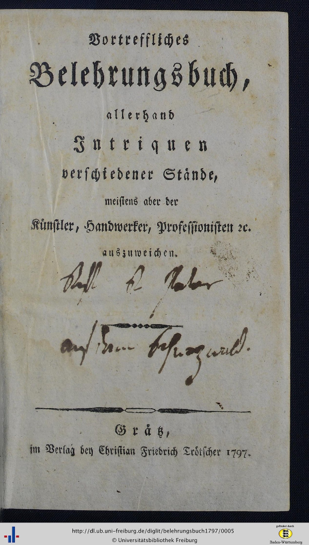 Old book with black background and black and white image of handwritten text on its cover, featuring German script.