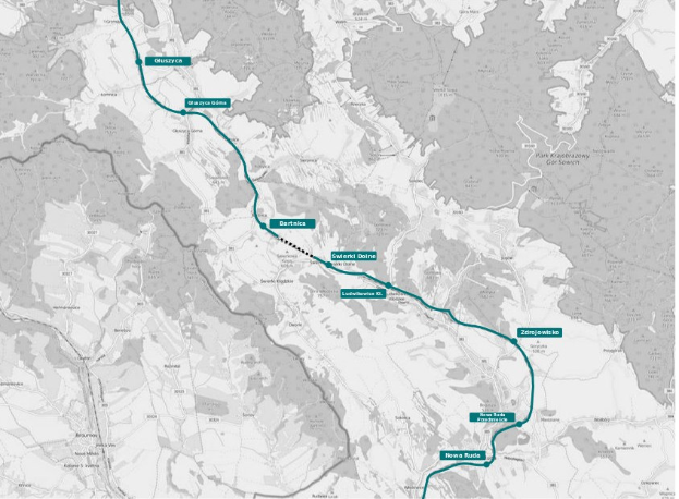 Blaue Linie auf einer Stadtkarte, die die Route einer Fahrradtour mit Start- und Endpunkten zeigt.