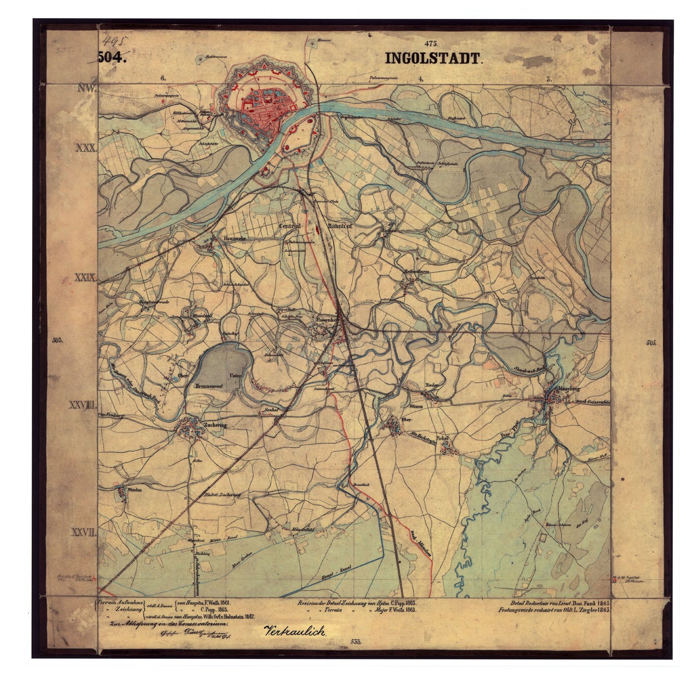 Old map of Altenstadt, Germany with a pink line marking the proposed site location, surrounded by detailed text.