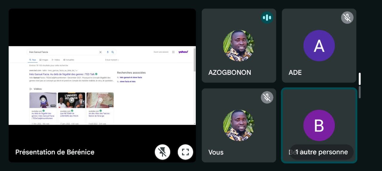 Screenshot einer Yahoo Finance-Webseite mit einer Gruppe von Menschen links, Profilbildern und Text rechts und einem Footer mit der Aufschrift "Yahoo Finance - Pr├Ęsentation de B├ęr├Ęnice".
