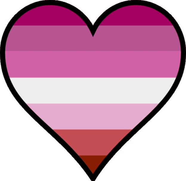 Ein pinkes Herz mit drei gleich hohen horizontalen Streifen in Pink, Weiß und Rot, das die Transgender-Flagge und die LGBTQ+-Gemeinschaft symbolisiert.
