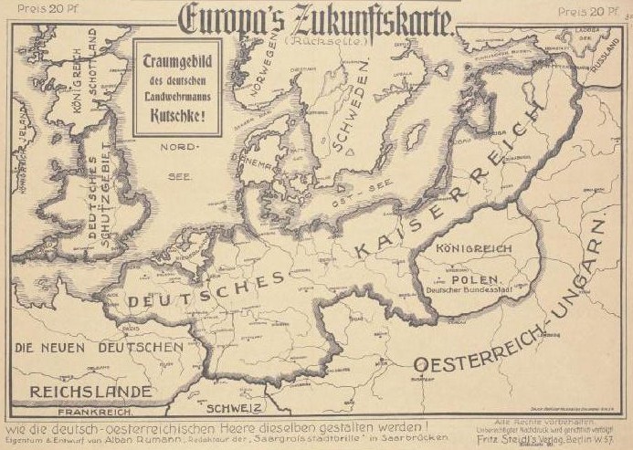 Old map of Europe from the early 20th century, showing the extent of the European Union with handwritten text annotations.