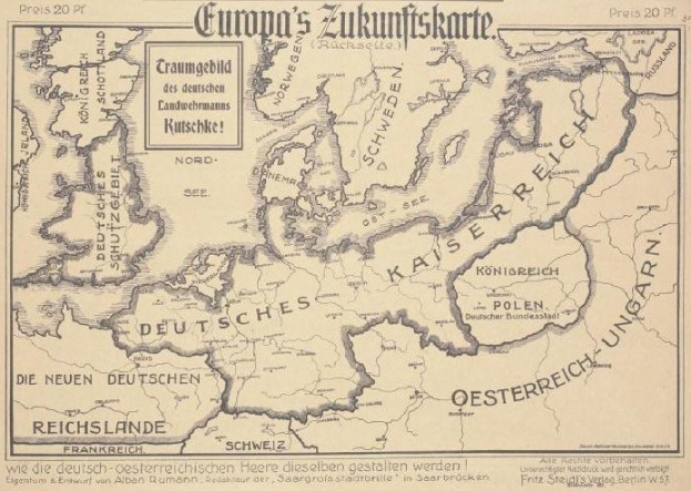 Old map of Europe from the early 20th century, showing the extent of the European Union with handwritten text annotations.