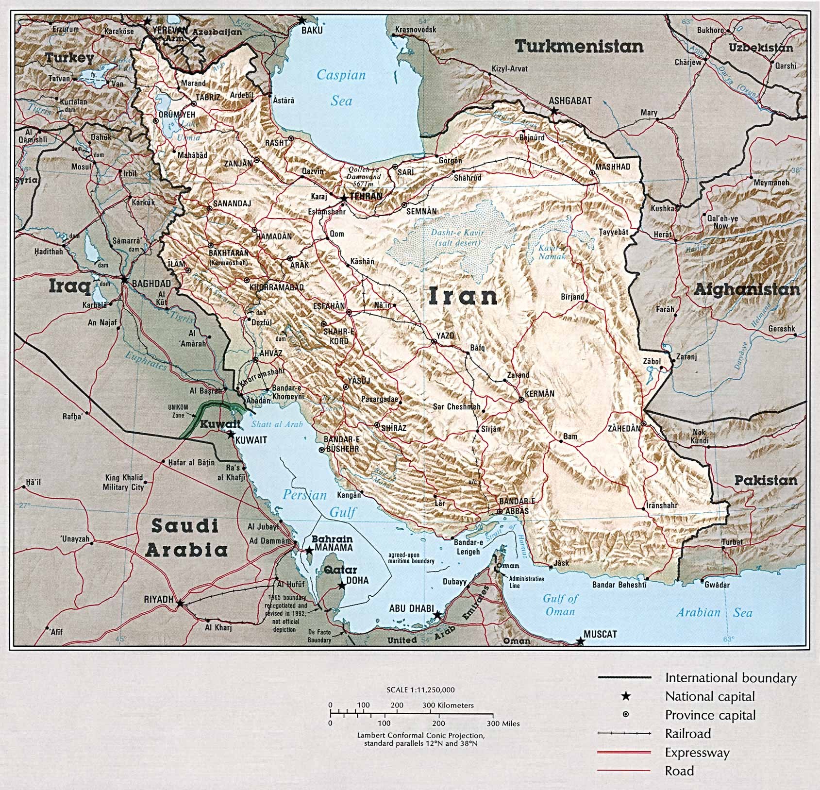 A large detailed political map of Iran showing major cities, rivers, and geographical features, with text and numbers at the bottom.