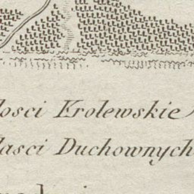 Old book with a hand-drawn map on its cover, titled "Krolewskie," published in 1789, featuring aged paper with faint text.