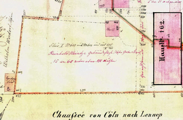 Detailierte alte Karte von Leipzig, Deutschland, mit Text und Zahlen, die eine vorgeschlagene Stelle hervorhebt und Straßen, Gebäude und Sehenswürdigkeiten zeigt.