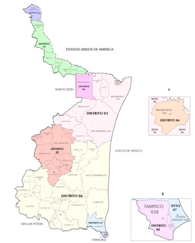 Politische Landkarte von Mexiko mit farbigen Provinzen, ihren Hauptstädten und weißem Hintergrund.
